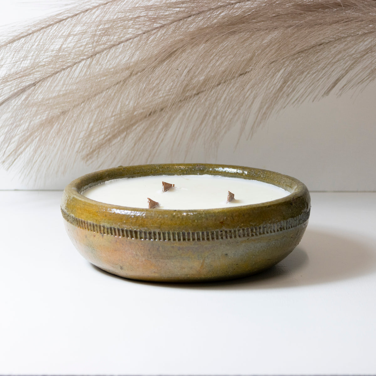 fresh hay & honey + hand made terracotta bowl